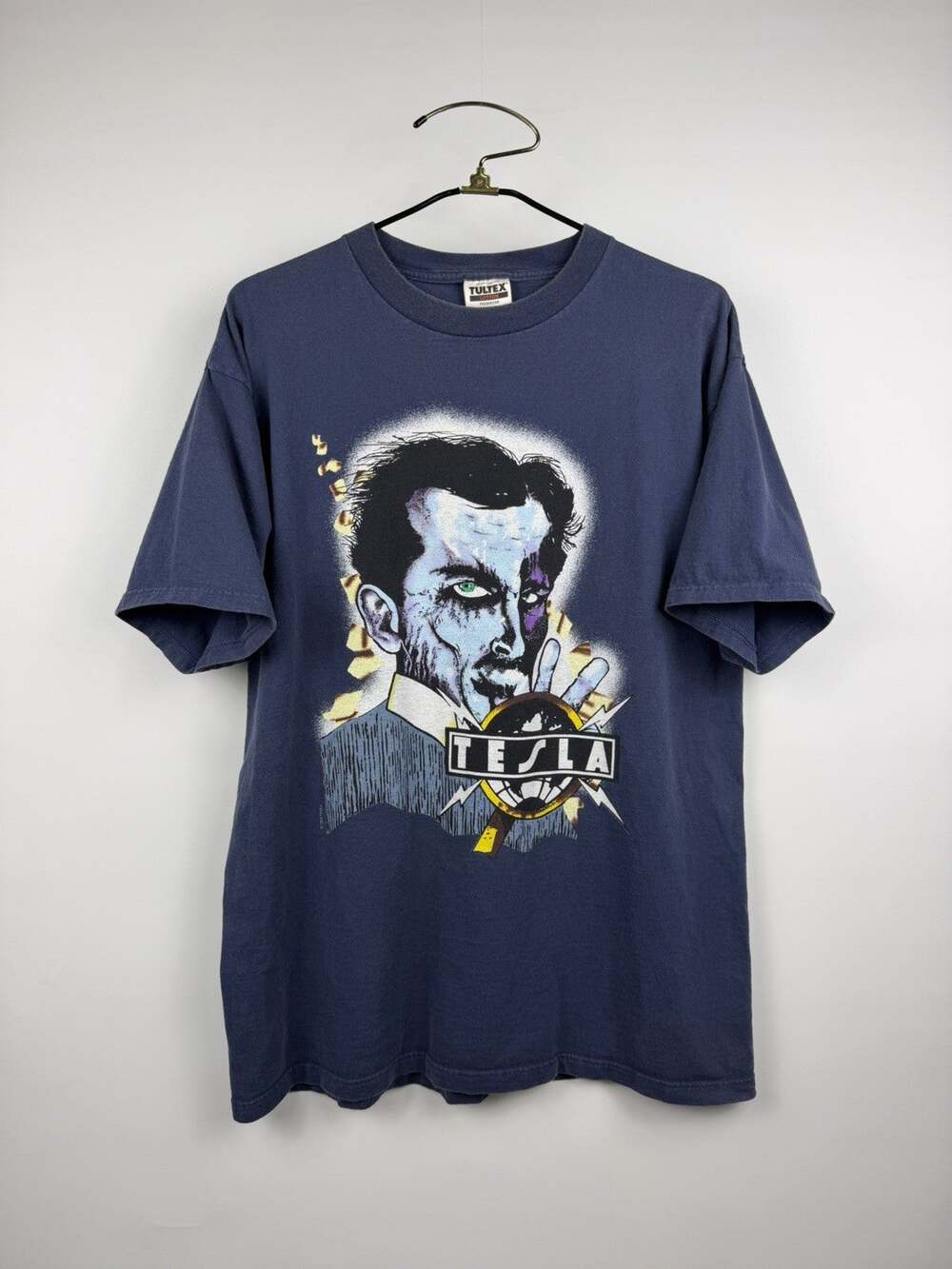 Vintage 1995-96 Tesla Time’s Makin’ Changes Tour Tee Pushead Art Tultex XL 24x31